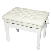 Crown Deluxe Tufted Hydraulic  Height Adjustable Piano Bench (White)